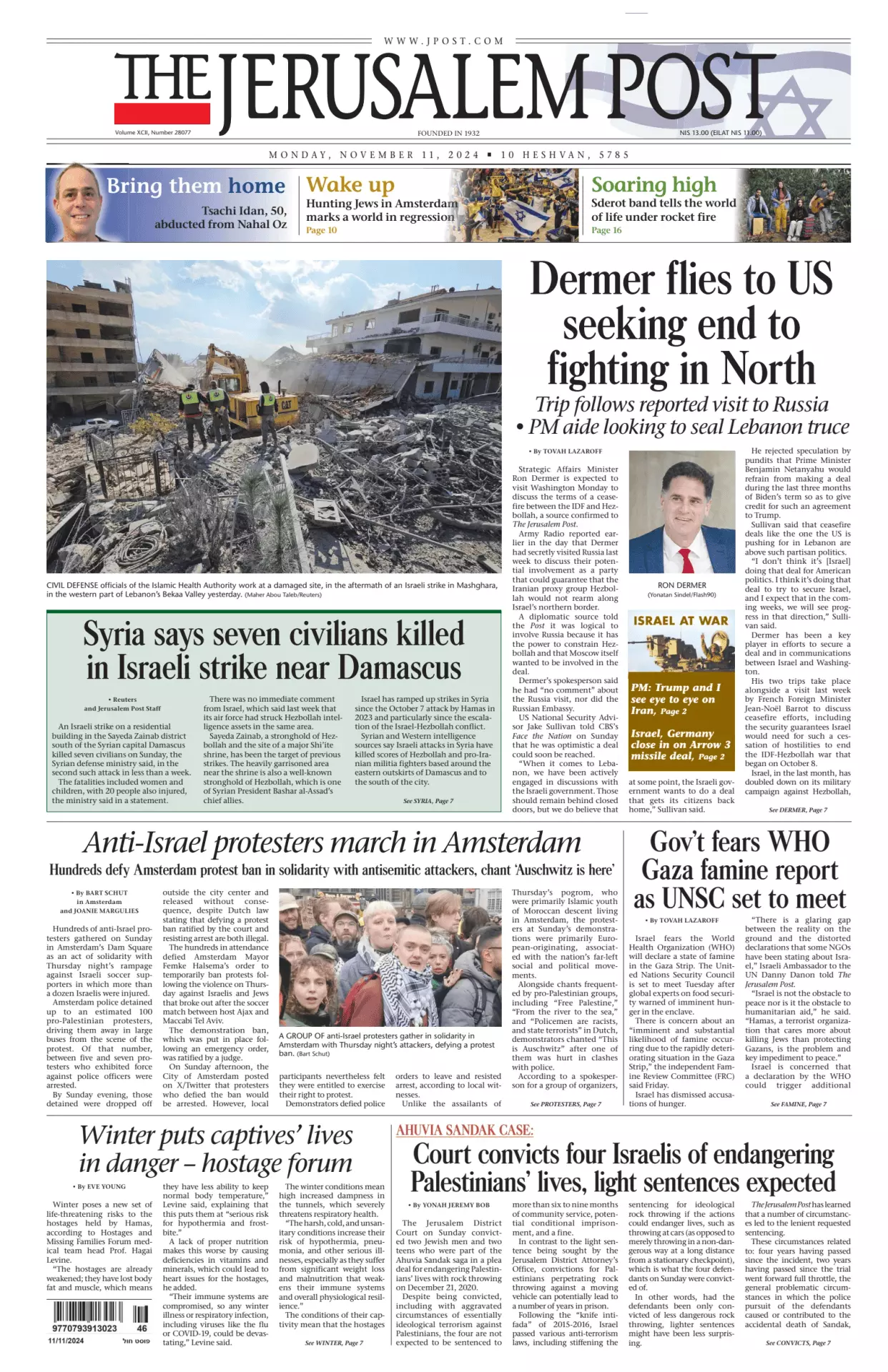 Prima-pagina-the jerusalem post-edizione-di-oggi-11-11-2024